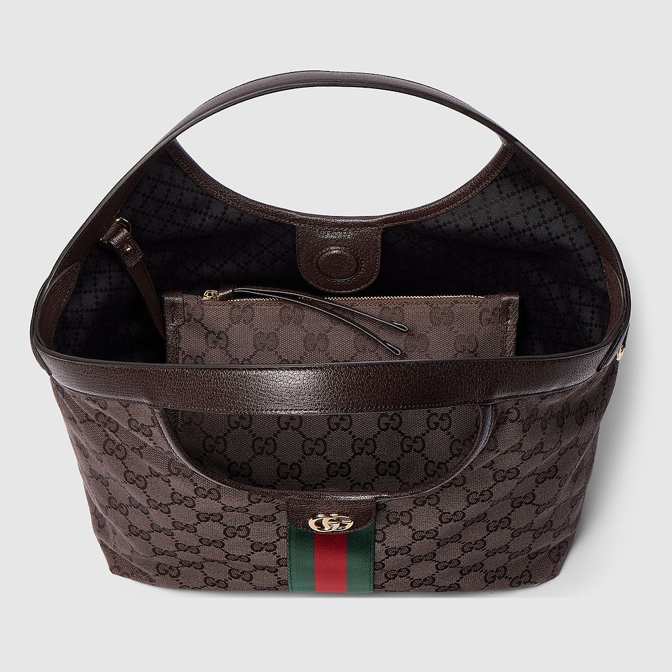 Thumbnail: Gucci Giglio small tote bag - dark brown GG canvas