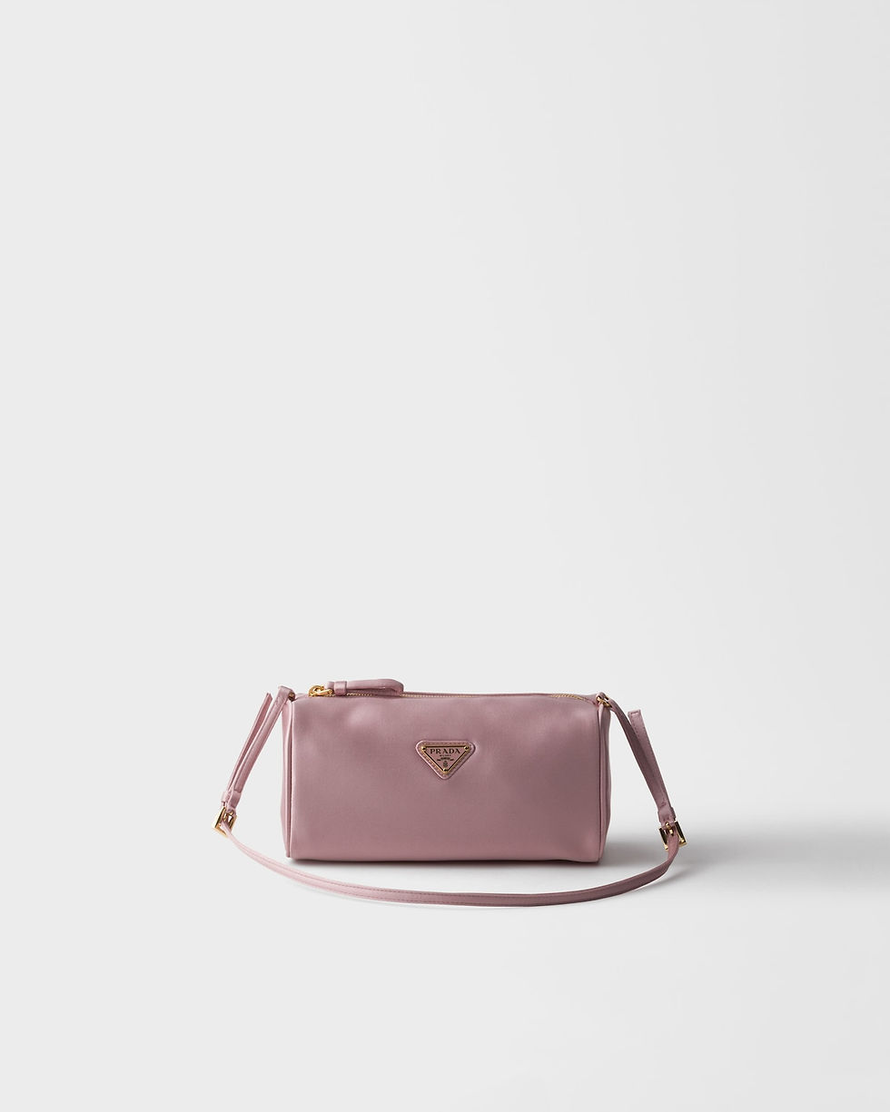 Prada mini bag in alabaster pink satin – front view