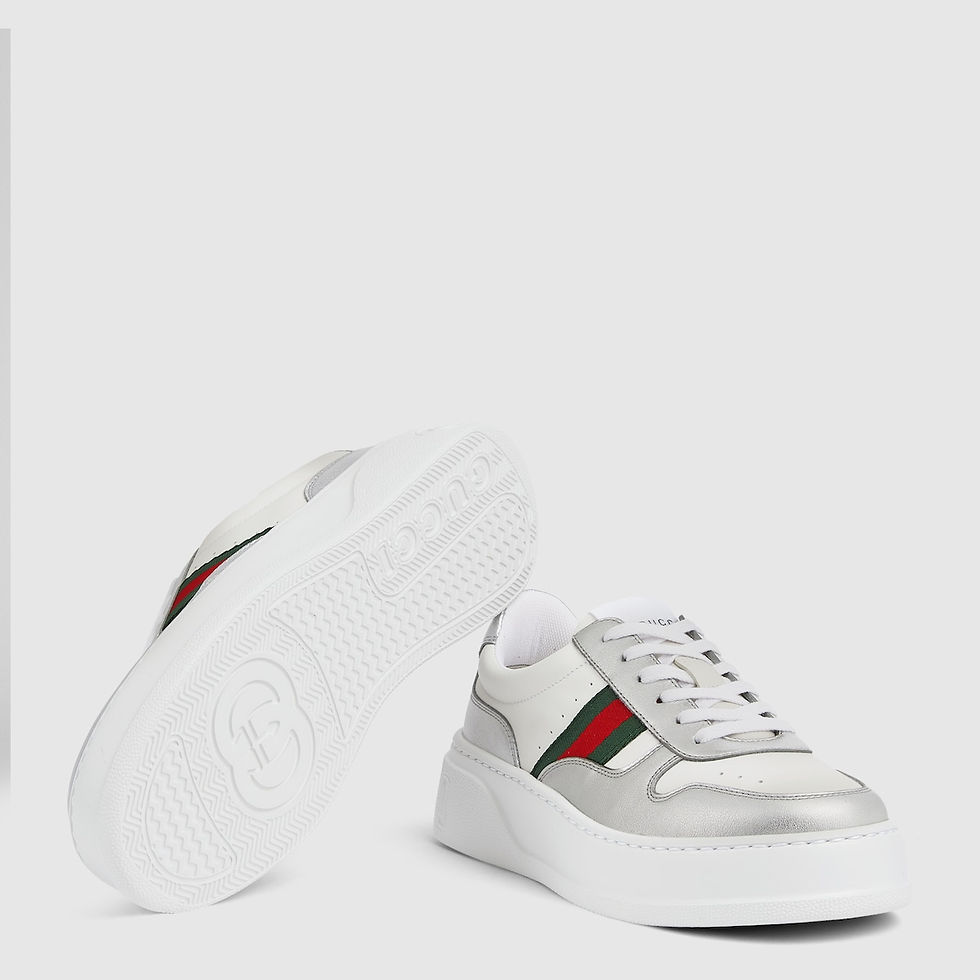 Thumbnail: Gucci Women's chunky trainers - silver metallic leather