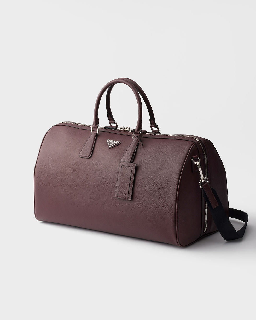 Prada travel bag in burgundy Saffiano leather – view 2