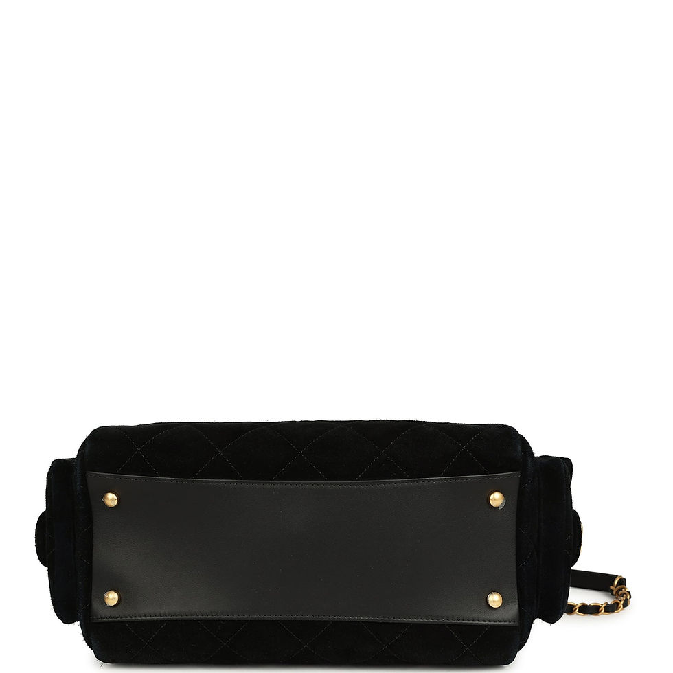 Thumbnail: Base view of the bag showing the leather panel with gold-tone studs