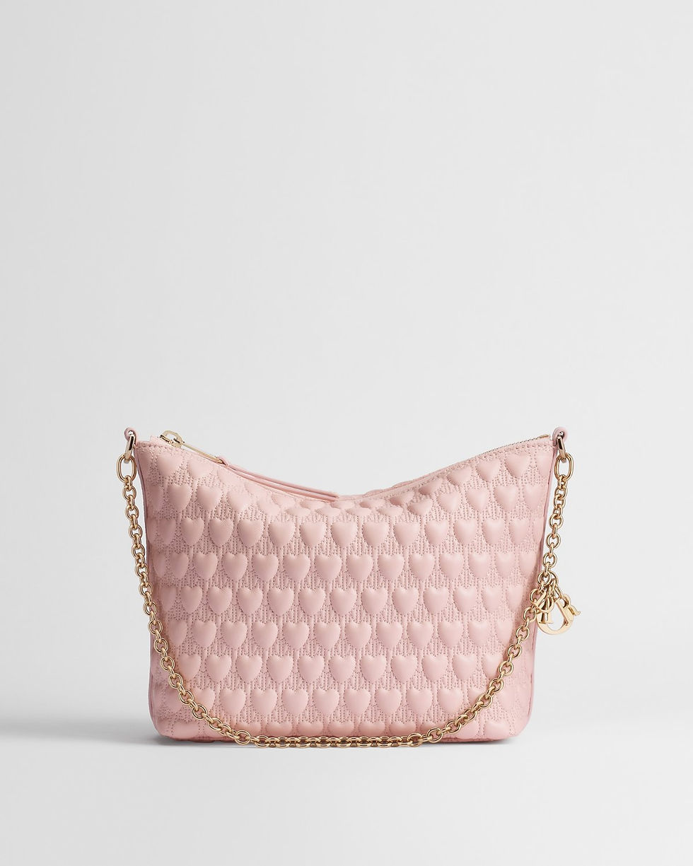 Dior Qixi Diorling mini bag in pink lambskin with quilted Dior Heart – front view