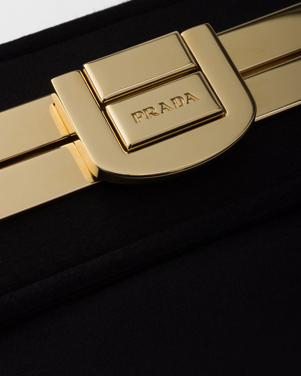 Thumbnail: Prada mini clutch with shoulder strap in black satin – view 6