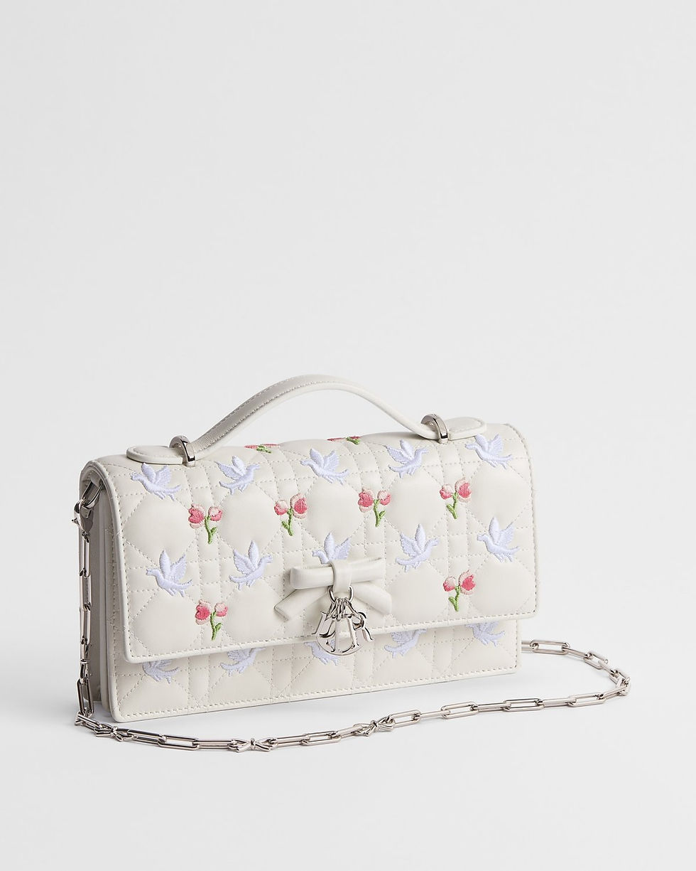 Dior Dioramour My Dior Mini Bag with Bow in White Doves & Roses Lambskin – view 2