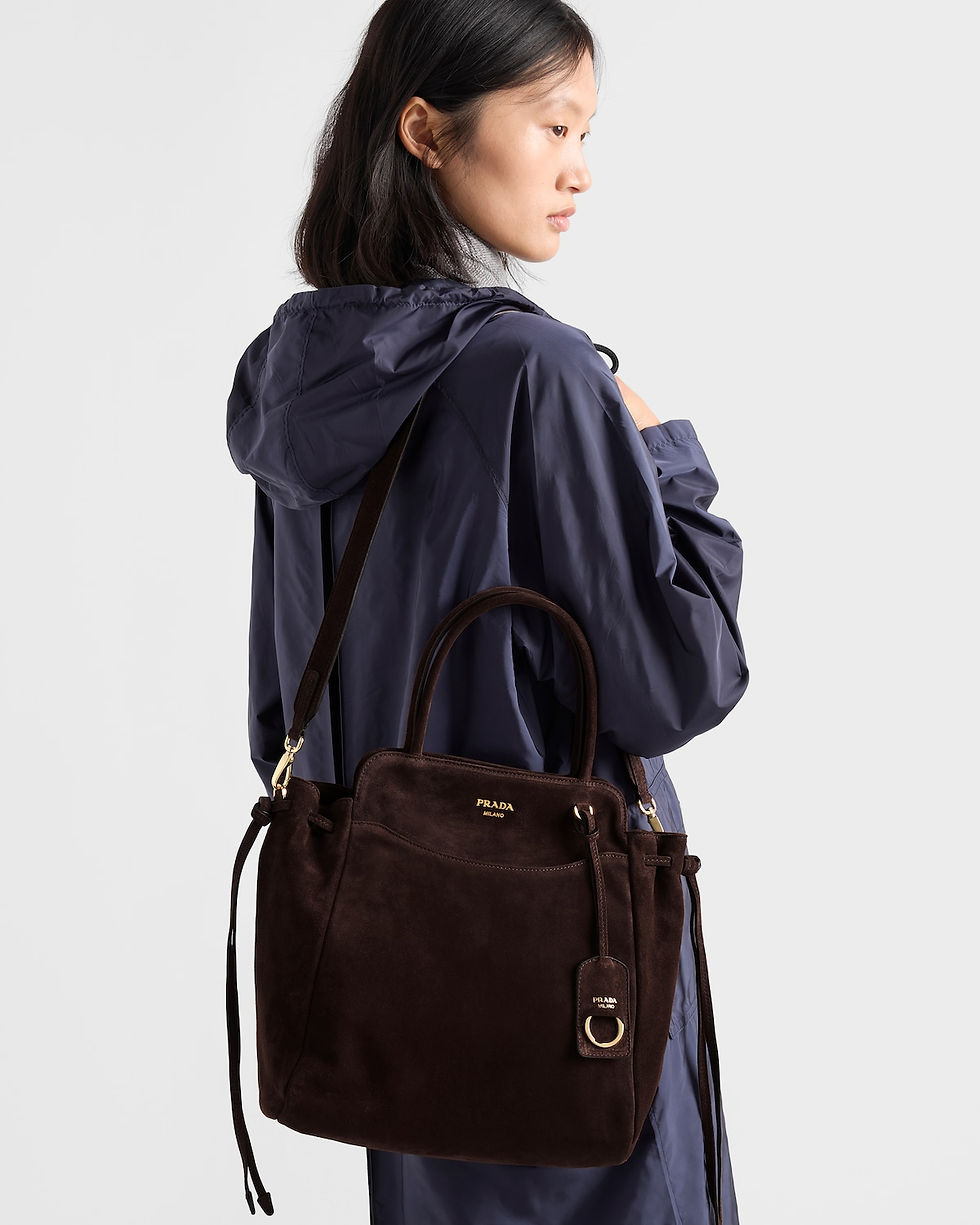 Thumbnail: Prada Allusion medium bag in dark brown suede – view 8