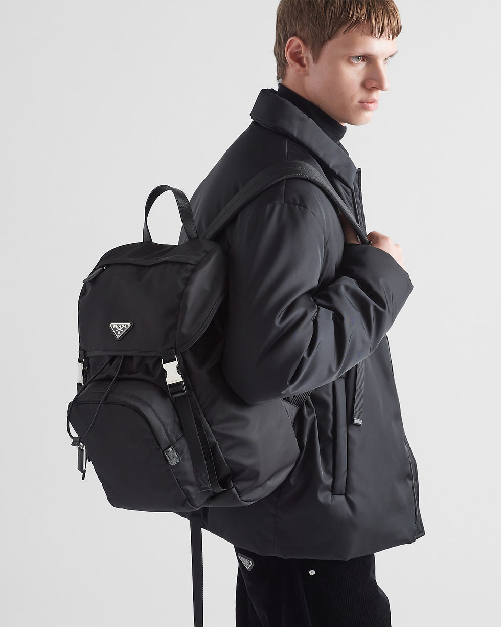 Thumbnail: Prada flap backpack with front pocket in black Re-Nylon and Saffiano leather – view 8