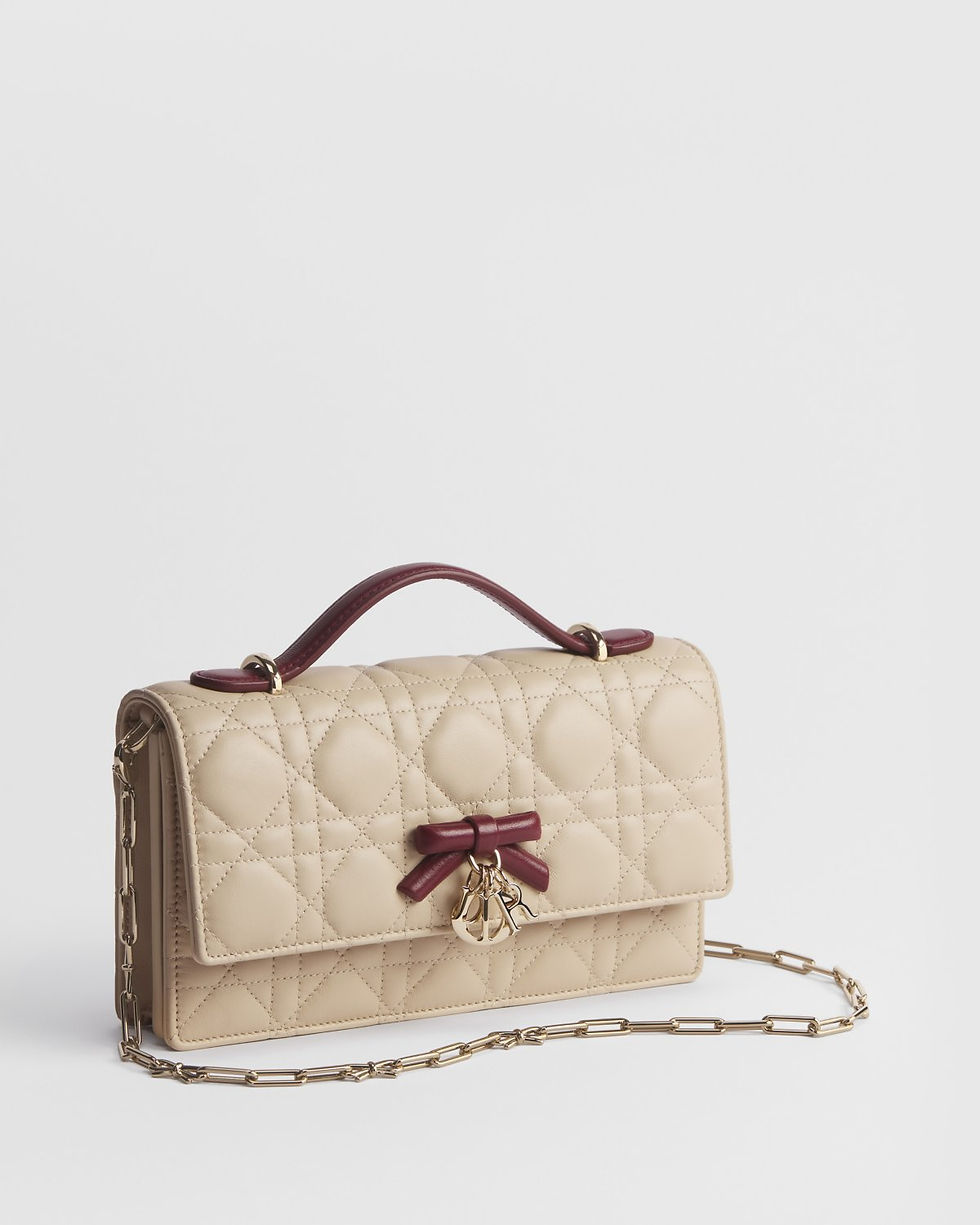 Dior Or My Dior Mini Bag with Bow in Trench and Hermitage Red Cannage Lambskin – view 2