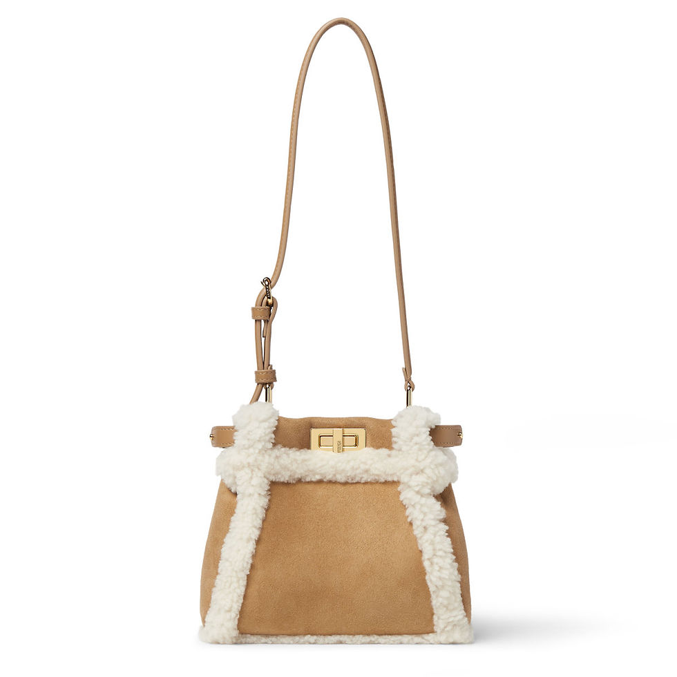 Fendi My Peekaboo XS bag in camel merino shearling – front view