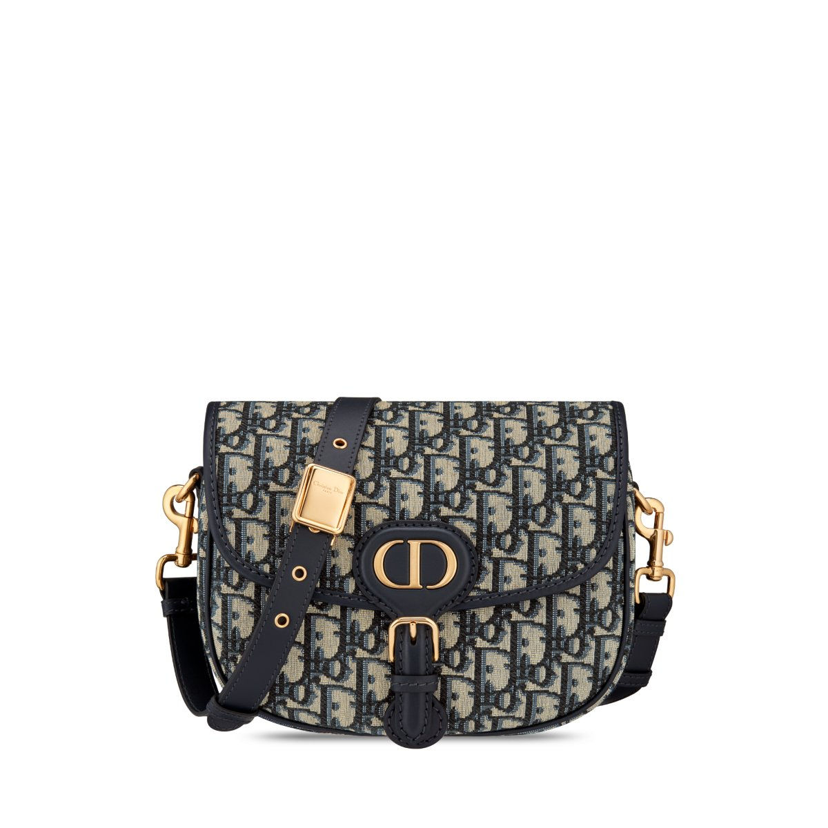 Dior Medium Bobby bag in blue Dior Oblique jacquard with sliding strap – front view
