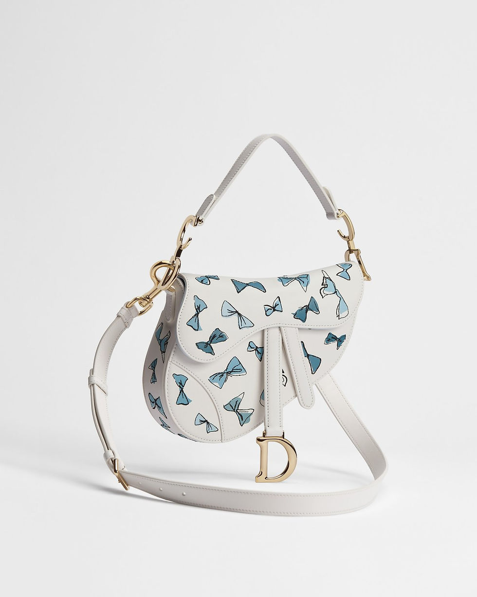 Dior Dioriviera Small Saddle bag in beige calfskin with Dior Bows motif – view 2