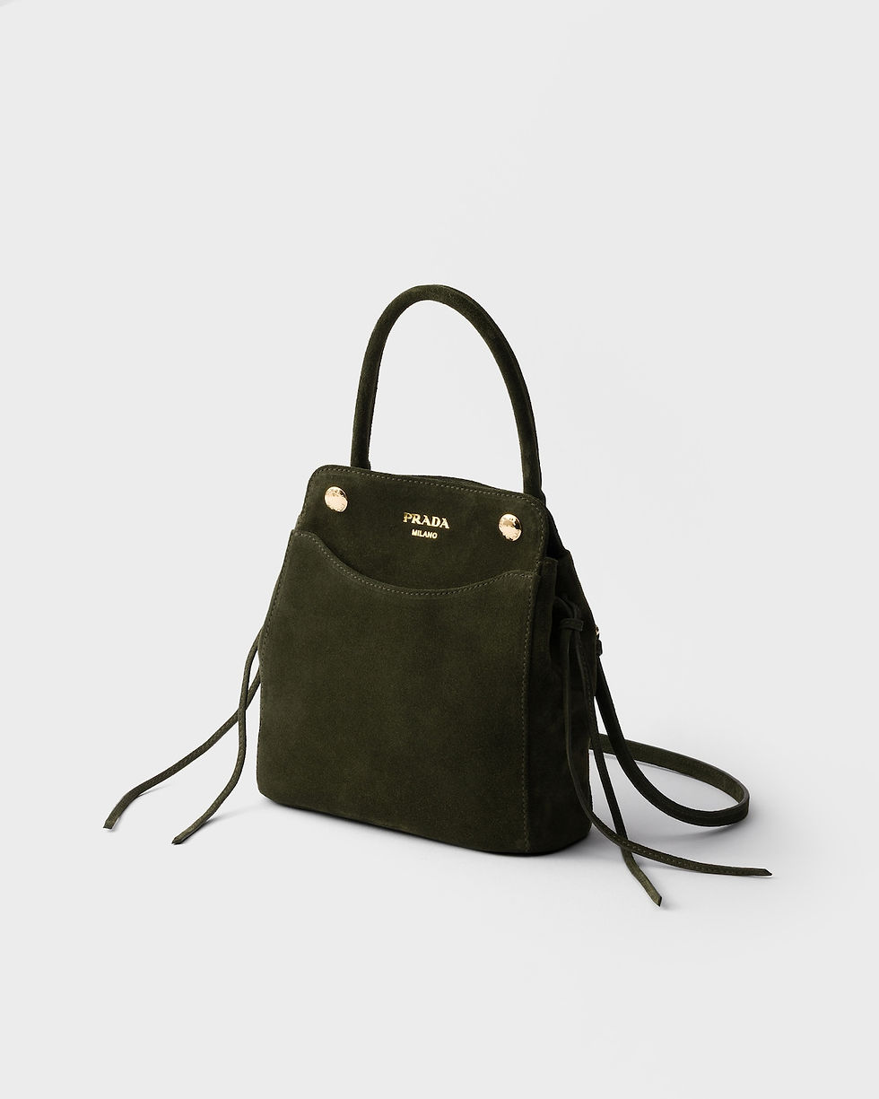 Prada Carry mini handbag in forest suede – view 2