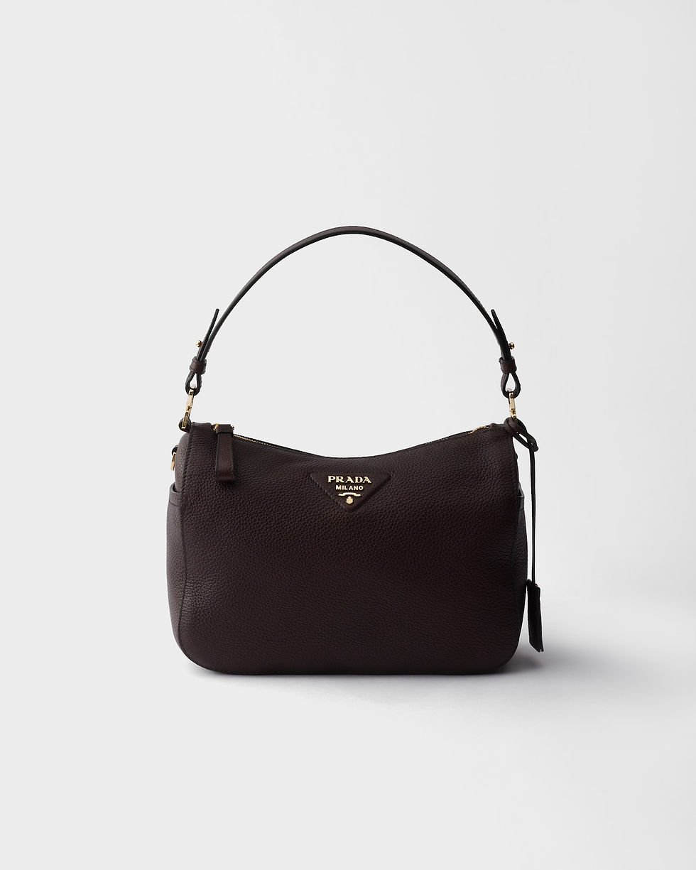 Prada medium shoulder bag in dark brown calfskin – front view