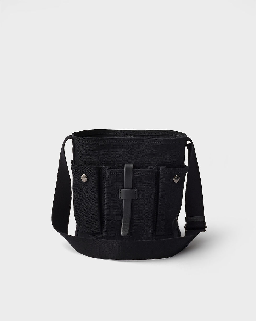 Thumbnail: Prada Route mini bucket bag in black canvas and leather – view 3