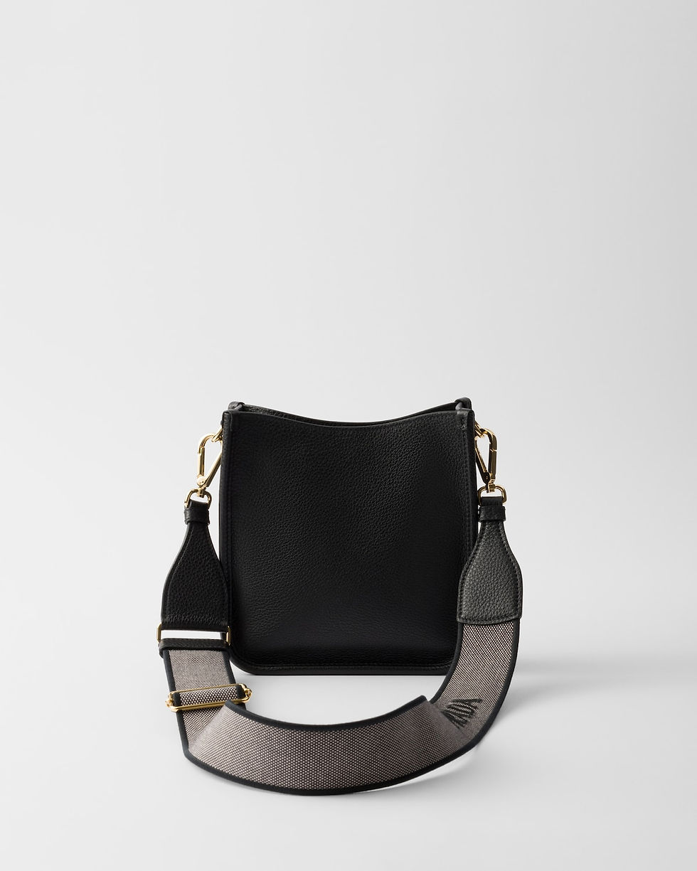 Thumbnail: Prada mini flap shoulder bag in black calfskin – view 3