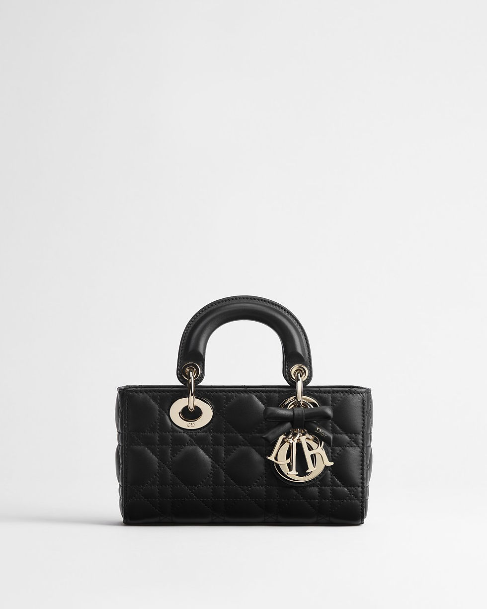 Dior Mini Lady D-Joy bag in black Cannage lambskin – front view