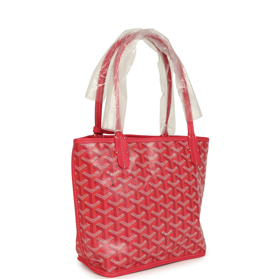 Goyard Anjou Mini Tote in Fuchsia Goyardine, three-quarter angle view