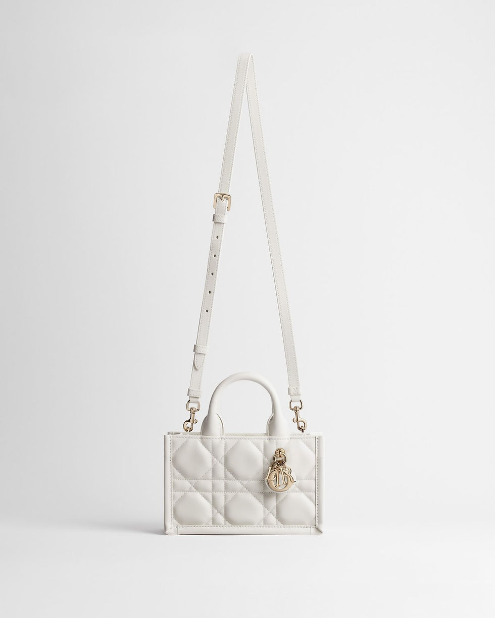 Dior Mini Book Tote in latte Macrocannage calfskin – view 2