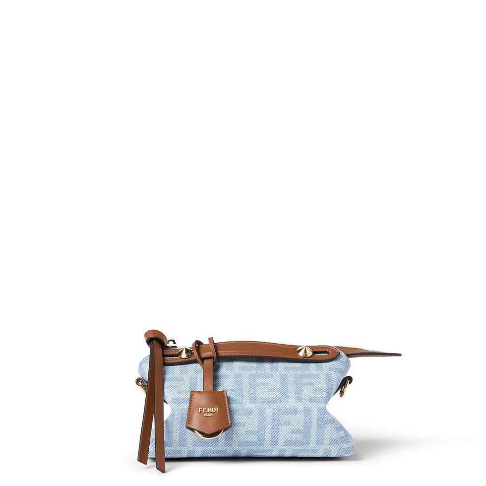 Fendi By The Way Soft Mini bag in light blue FF denim – front view