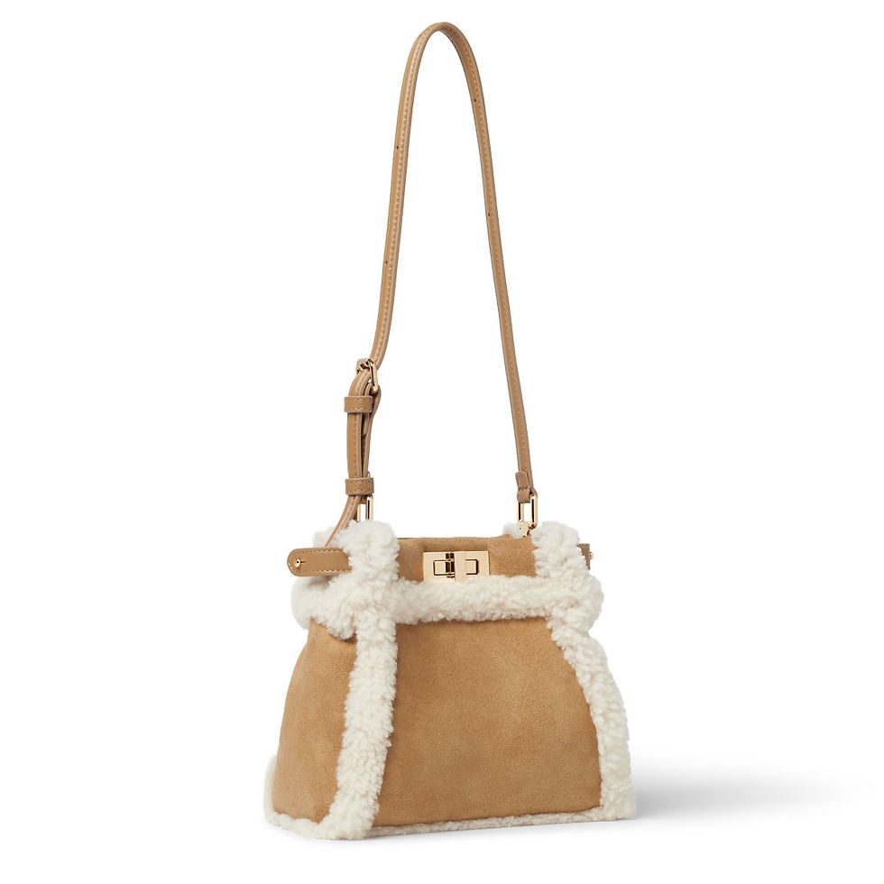 Fendi My Peekaboo XS bag in camel merino shearling – view 2
