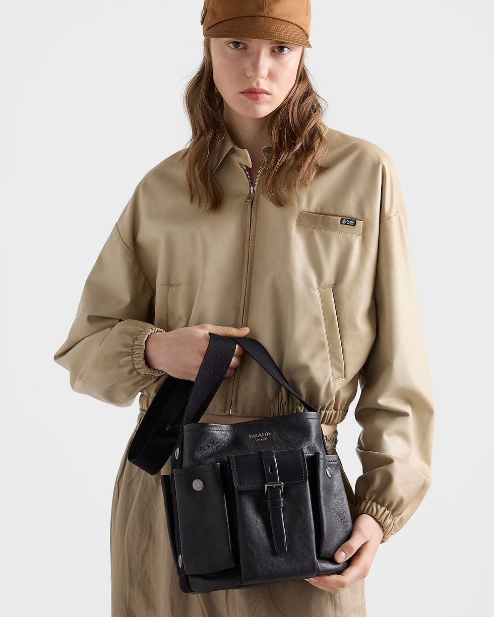 Prada Route mini bucket bag in black buffalo leather – view 2
