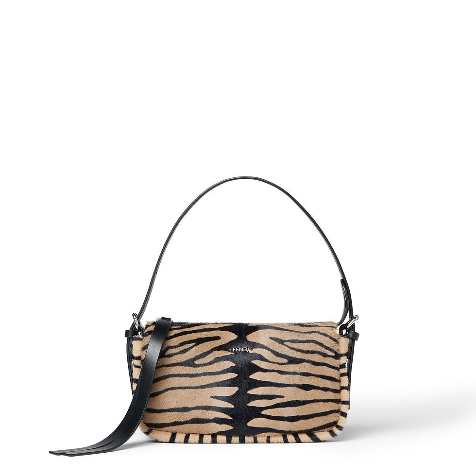Fendi Zip Top Small bag in tiger-print pony-effect calfskin – front view