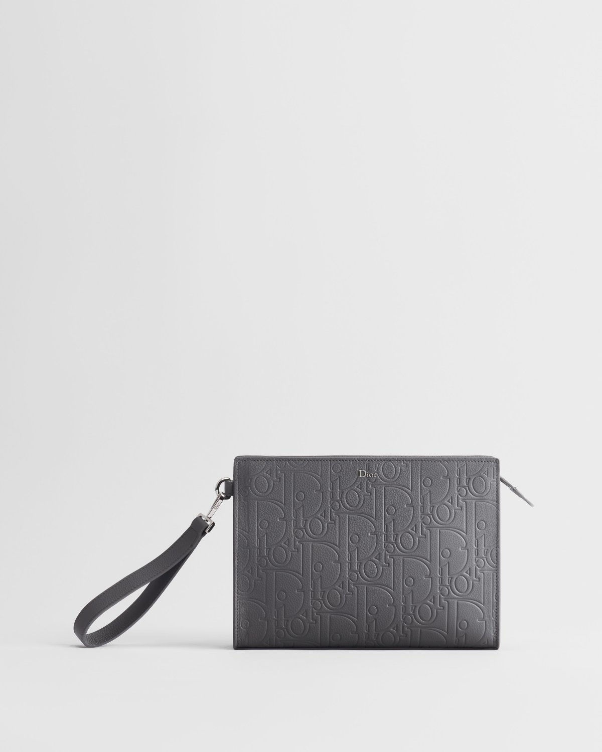Dior A5 Triangle Pouch in Gris Flanelle Grey Dior Gravity Leather – front view