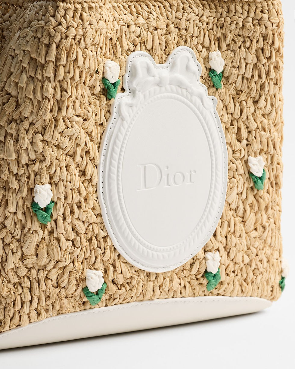 Thumbnail: Dior Dioriviera Blooming mini bucket bag in multicolor raffia with flowers – view 4