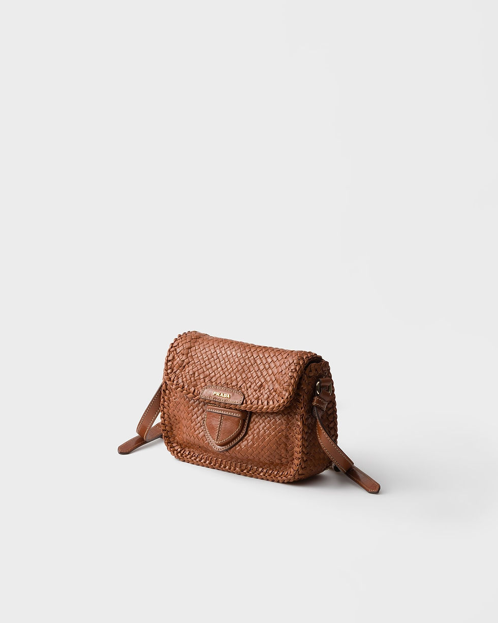 Thumbnail: Prada mini shoulder bag in cognac woven leather – view 3