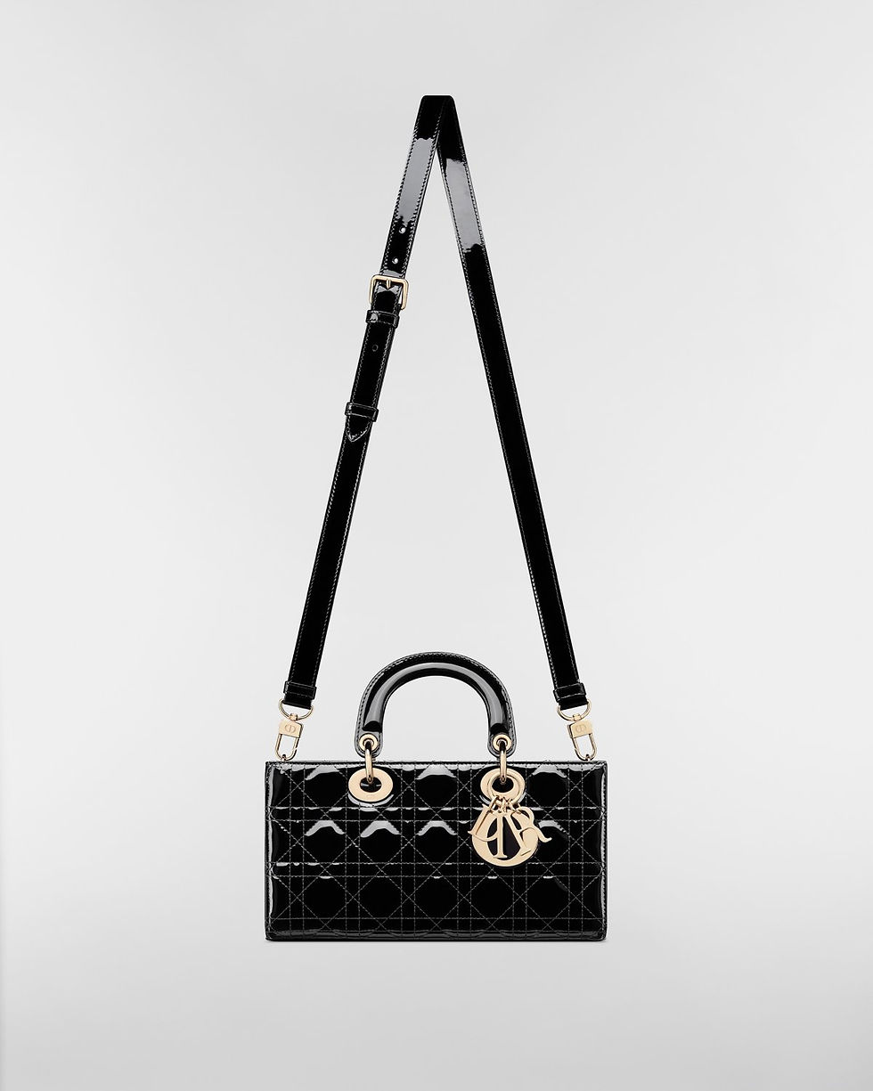 Dior Medium Lady D-Joy bag in black patent Cannage calfskin – view 2