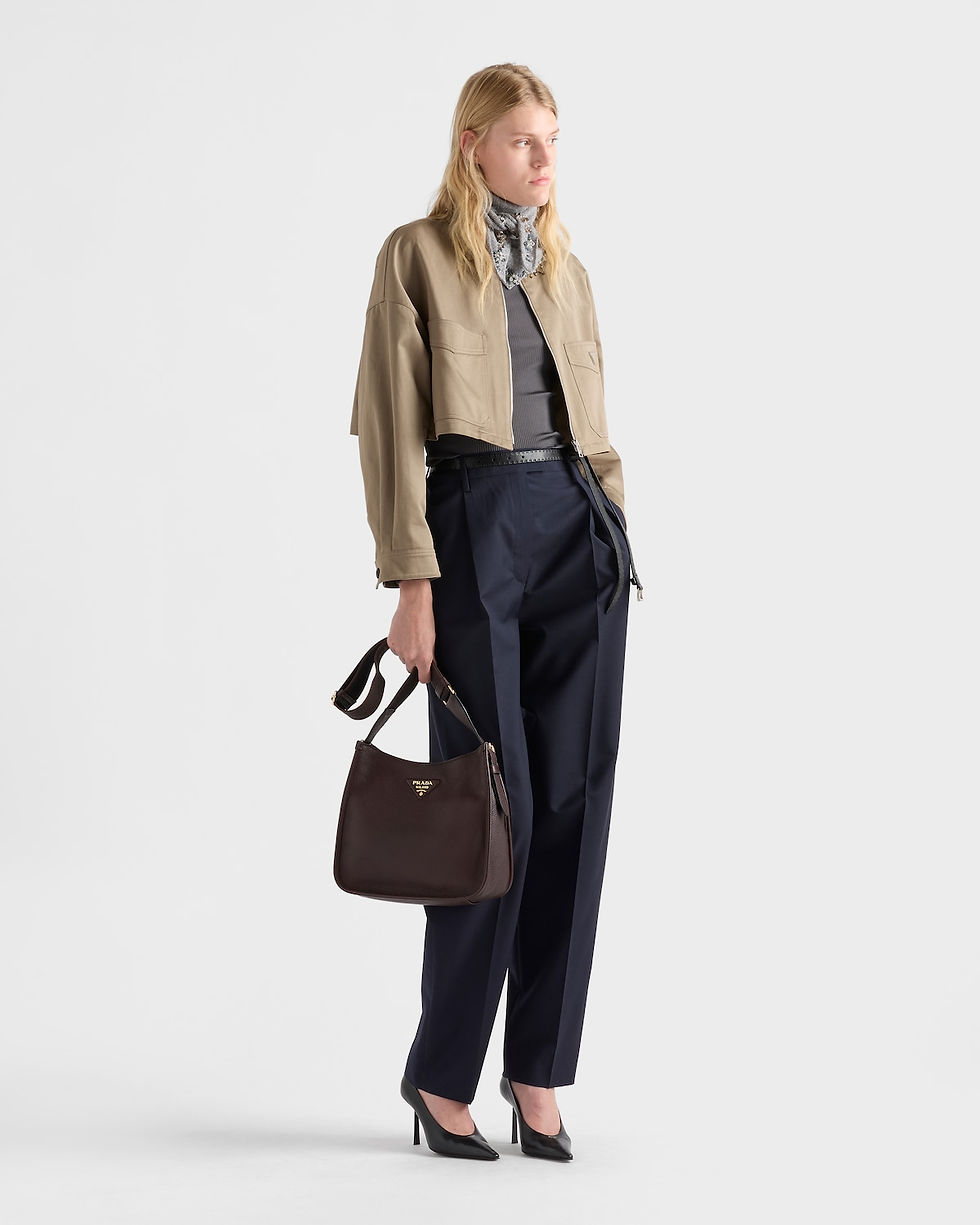 Prada medium flap shoulder bag in dark brown leather – view 2