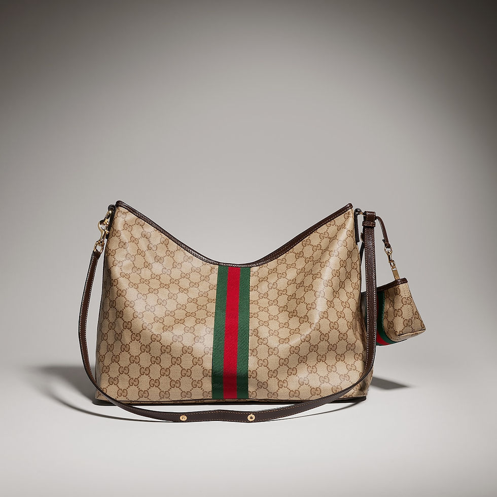 Thumbnail: Gucci Large shoulder bag with Web - sand and brown GG canvas