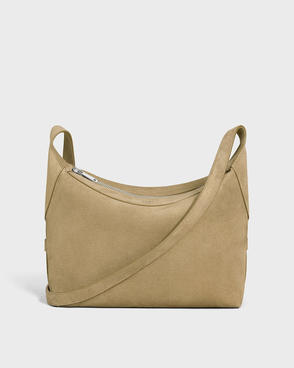 Celine Harry Crossbody Bag in Stone Beige Suede Calfskin – front view