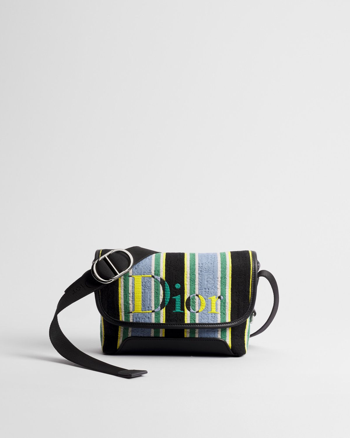 Dior Dioriviera Mini Jett Messenger Bag with Flap in Dior Oblique Sun Stripes – front view