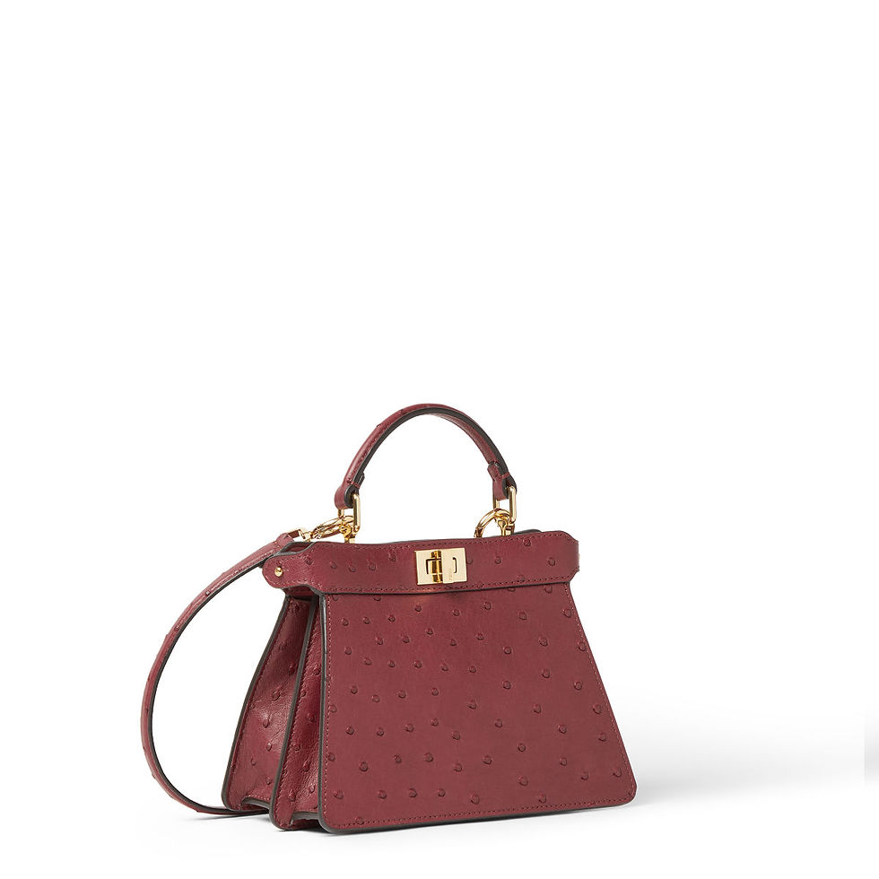 Fendi Peekaboo ISeeU Petite bag in dark red ostrich leather – view 2