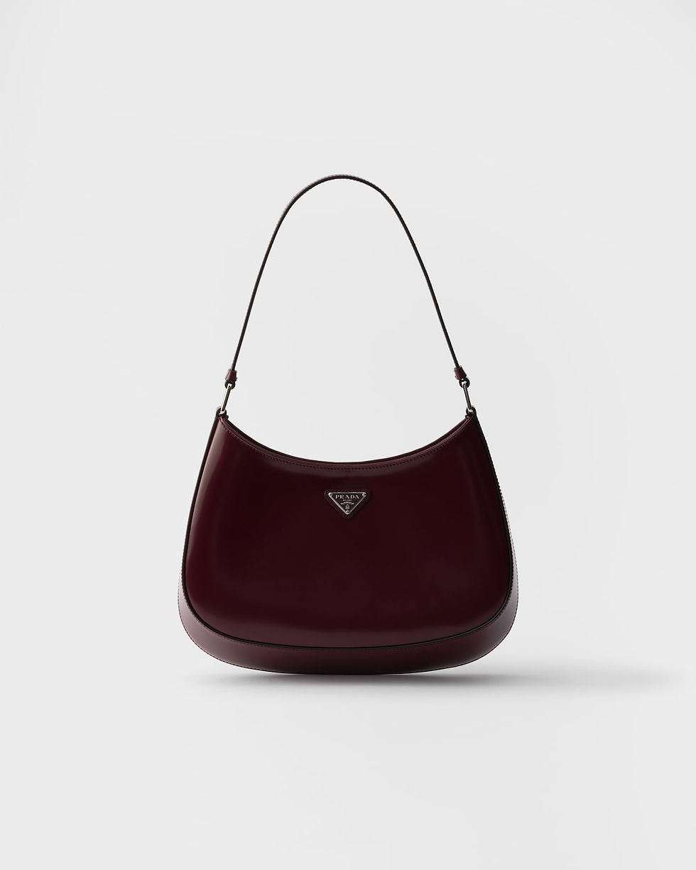 Prada Cleo hobo bag in burgundy brushed leather – front view