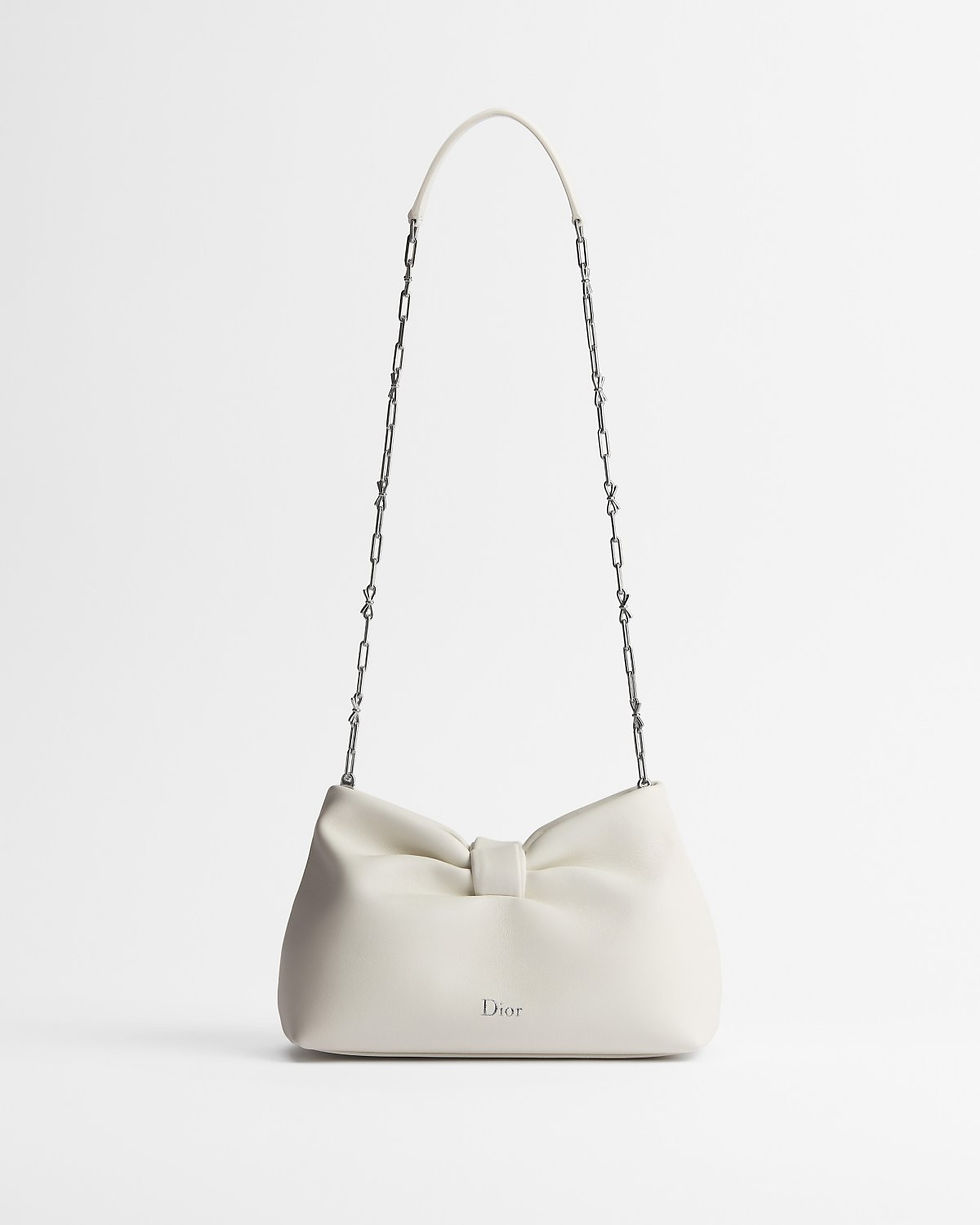 Dior Small Bow Bag in White Natural Grain Lambskin – view 2