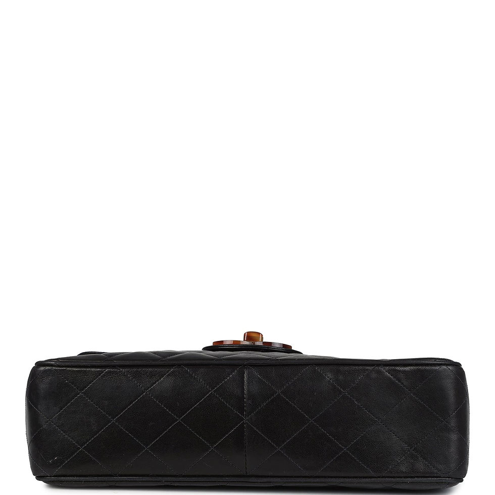 Thumbnail: Base view of the bag showing the quilted lambskin and tortoiseshell turnlock foot