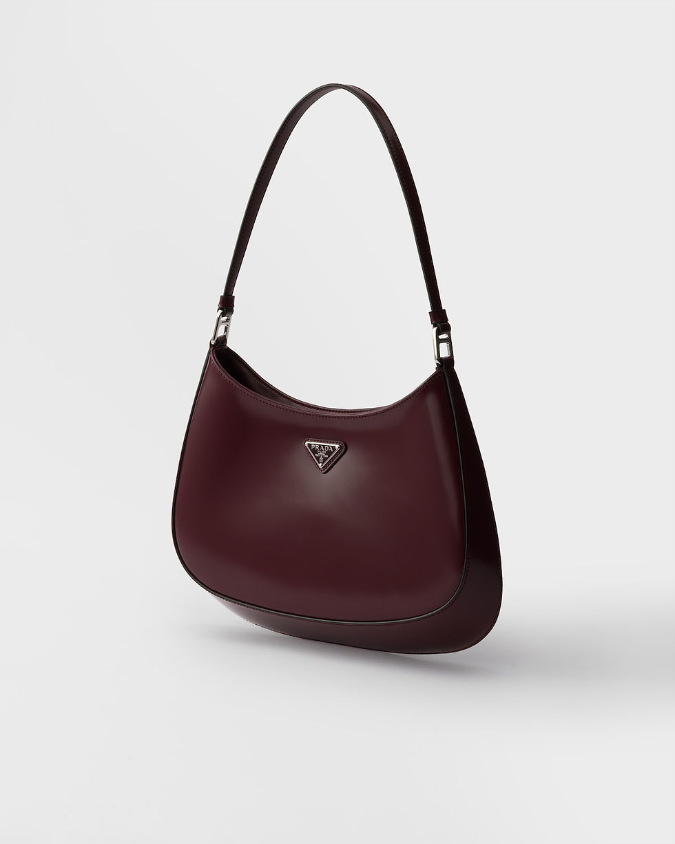 Prada Cleo hobo bag in burgundy brushed leather – view 2