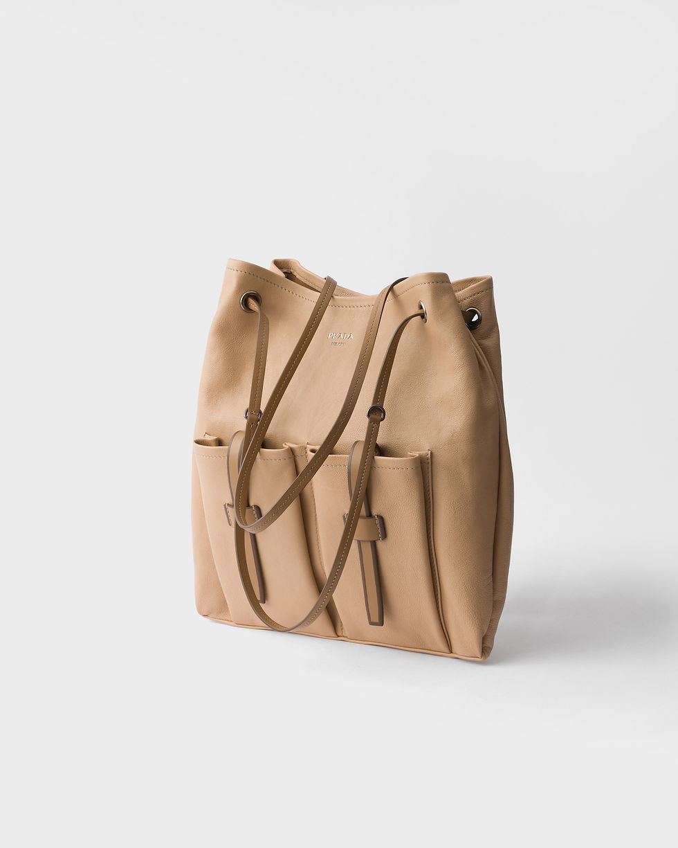 Prada Route large shoulder bag in sand beige buffalo leather – view 2