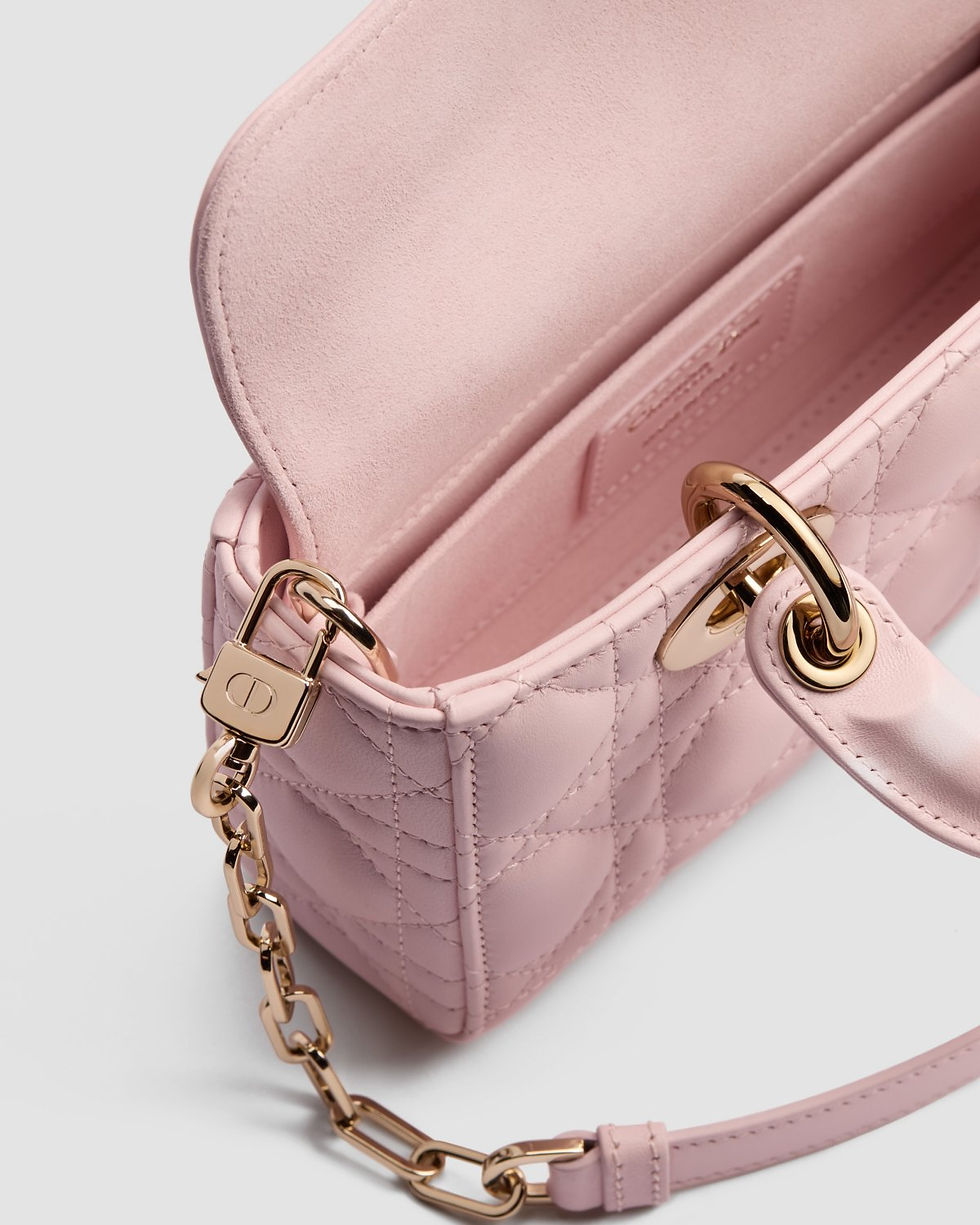 Thumbnail: Dior Mini Lady D-Joy bag with bow in Soupir pink Cannage lambskin – view 4