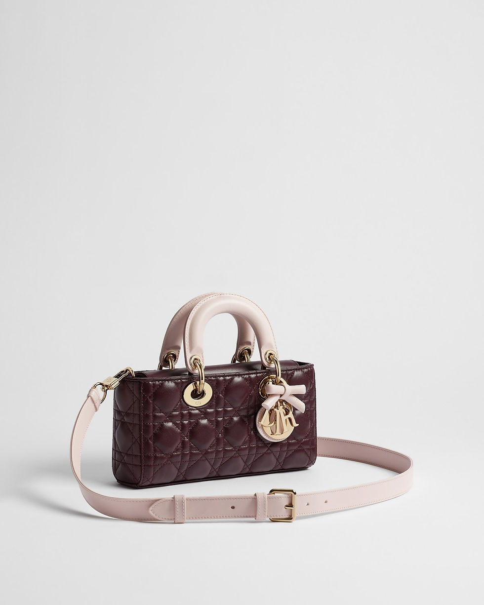 Thumbnail: Dior Small Lady D-Joy bag with bow in Deep Amaranth and Ballet pink Cannage lambskin – view 3