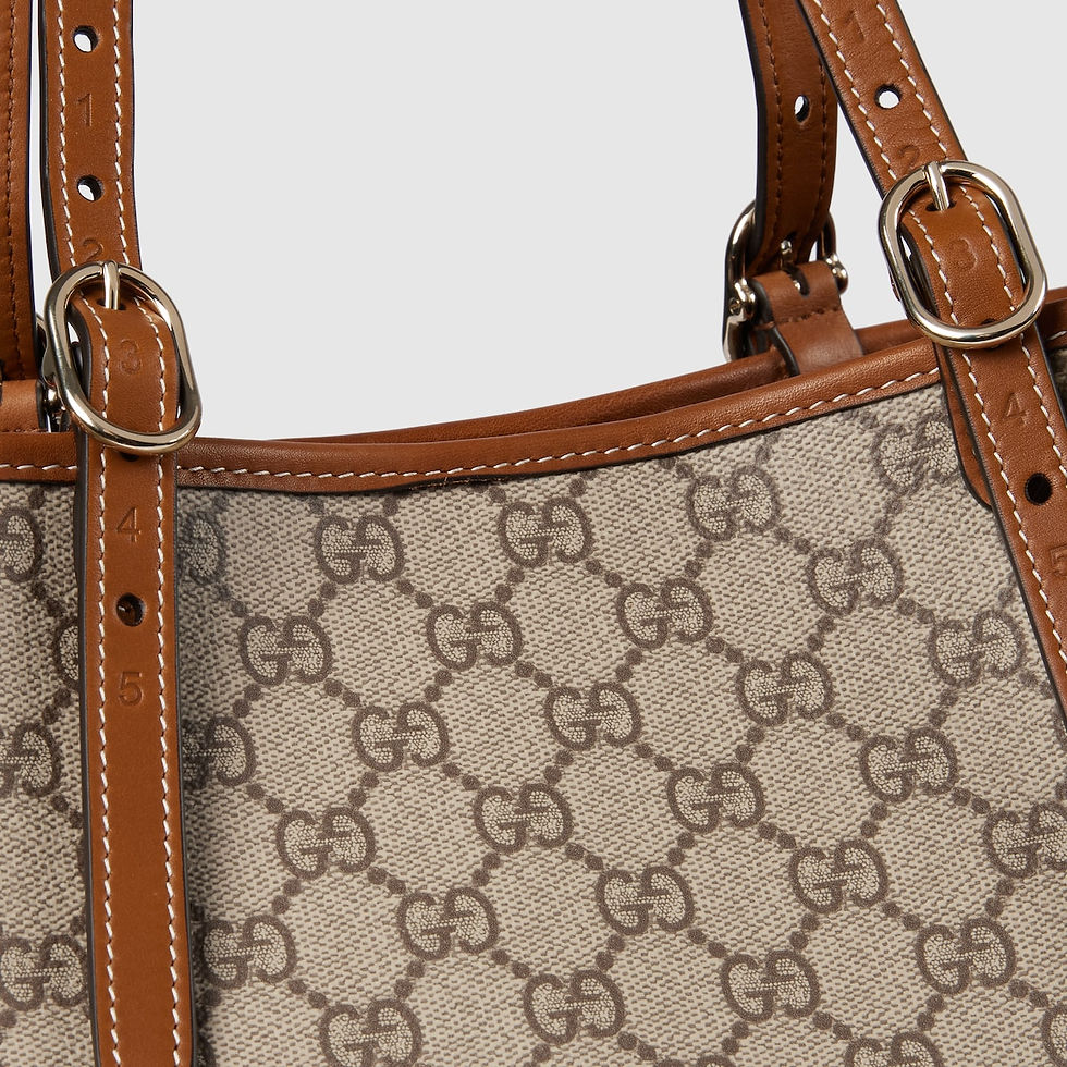 Thumbnail: Gucci GG Emblem large tote bag - beige and dark brown fabric