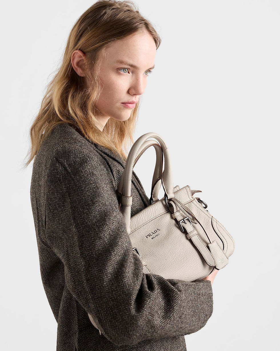 Prada large tote bag in chalk white buckskin – view 2