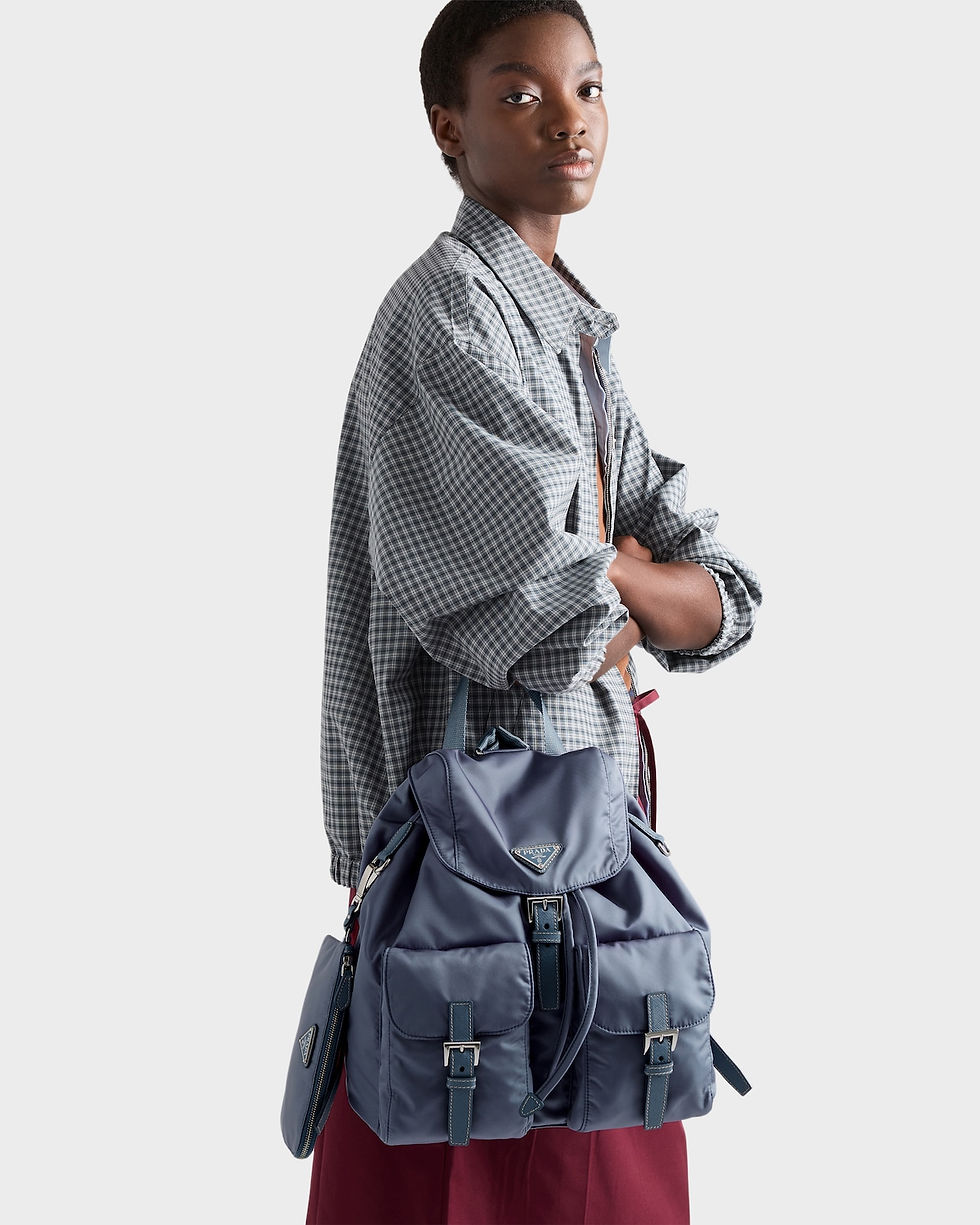 Prada medium backpack in aviation blue Re-Nylon – view 2
