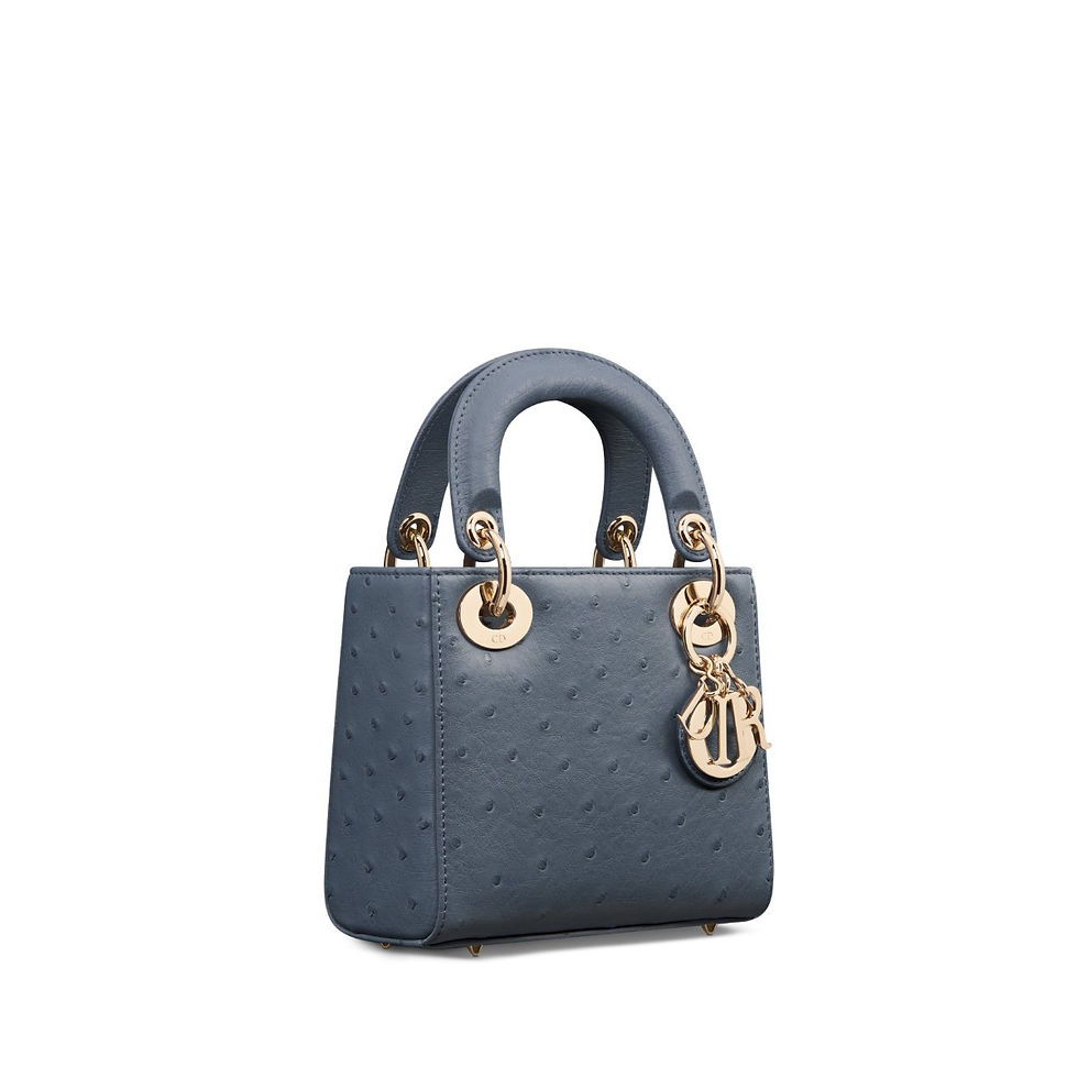 Thumbnail: Dior Mini Lady Dior bag in blue ostrich – view 5