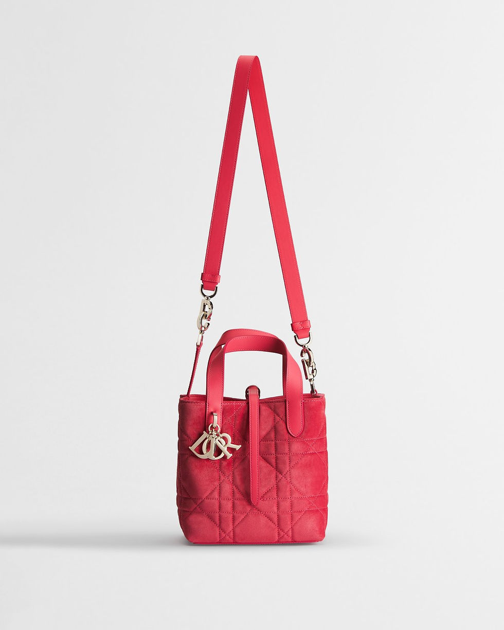 Dior Small Toujours Vertical Tote bag in Rose Peony pink suede calfskin – view 2