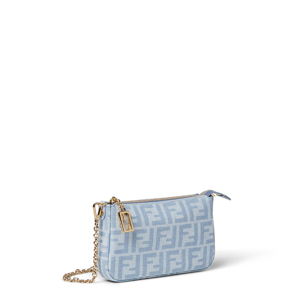 Fendi Tube Pouch in light blue FF denim – view 2