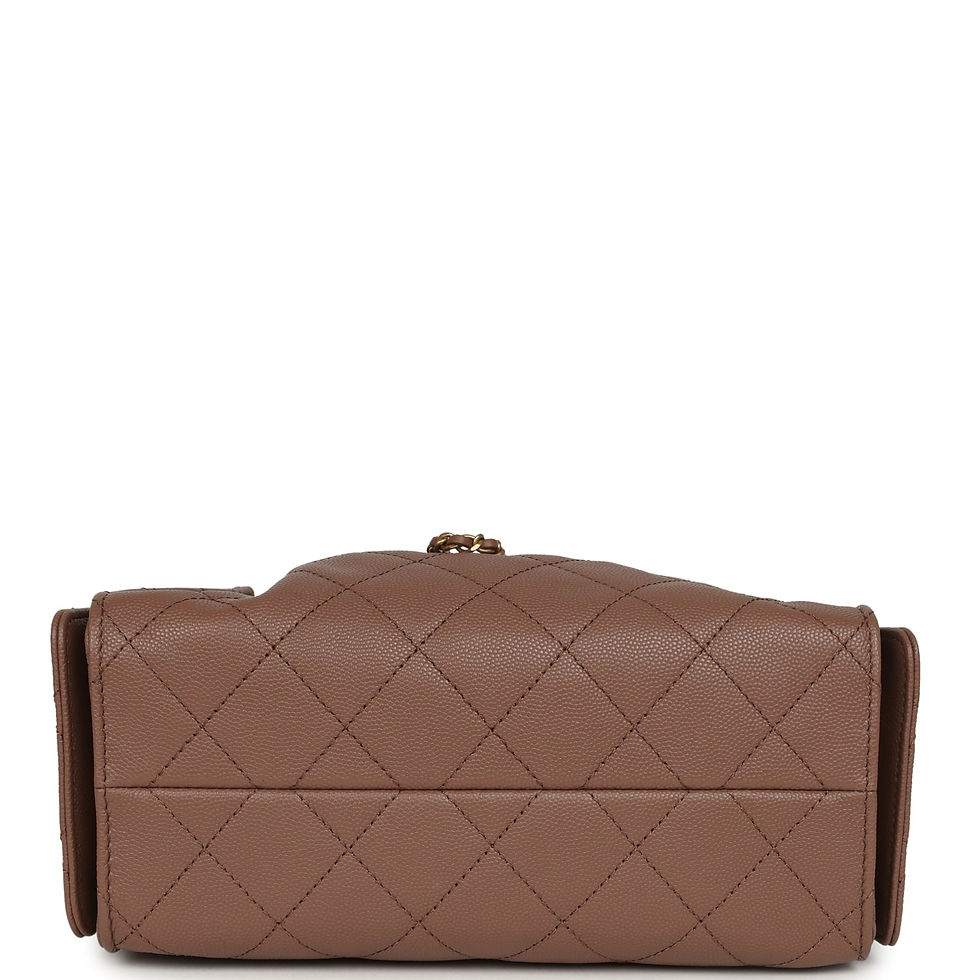 Thumbnail: Base of the brown caviar hobo bag showing its structured, quilted underside