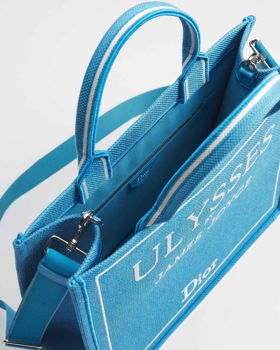 Thumbnail: Dior Medium Book Tote in blue cotton with Ulysses cover – interior view from above