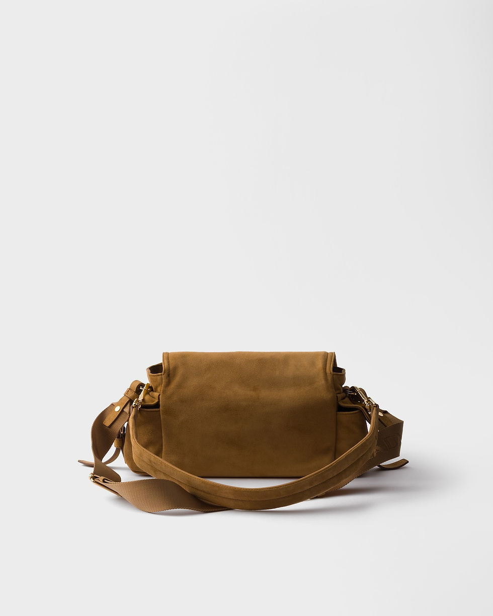 Thumbnail: Prada Explore medium shoulder bag with flap in cinnamon suede – view 4